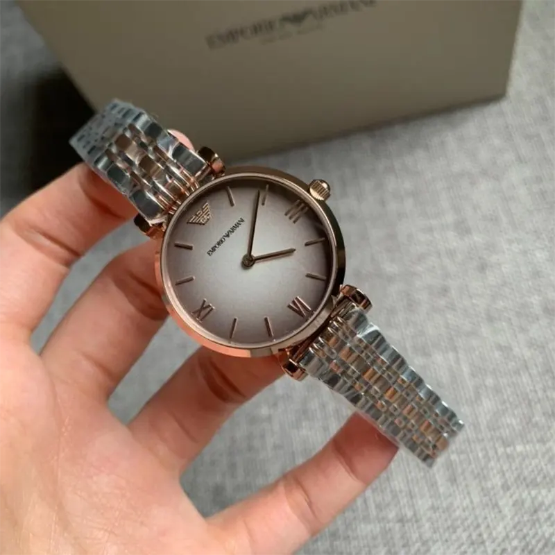 Emporio Armani Grey Dial Two-tone Fashion Ladies Watch- AR1725